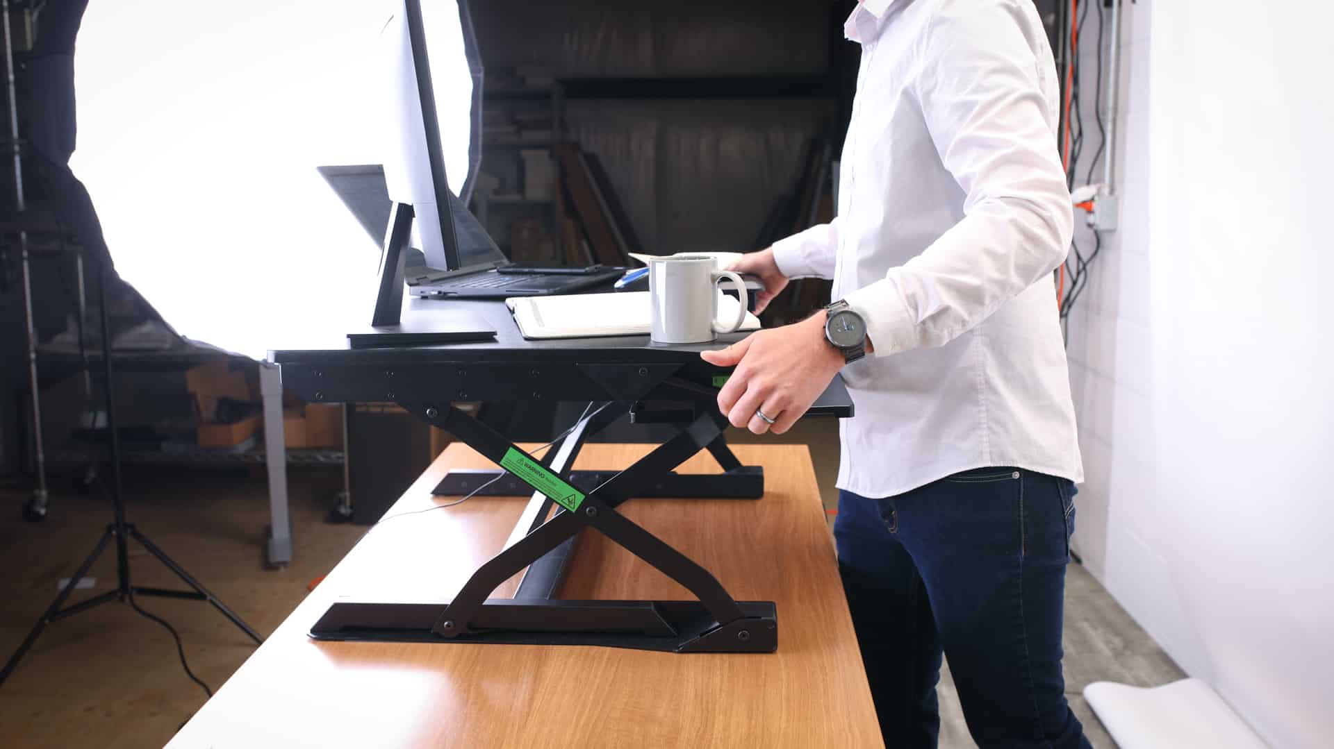 a standing desk converter doesn't adjust in rhythm with you